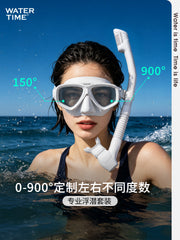 WaterTime snorkeling maskası, miyopi, müxtəlif dərəcəli dalğıc maskaları, snorkeling avadanlığı, üç hissəli dalğıc maskaları dəsti