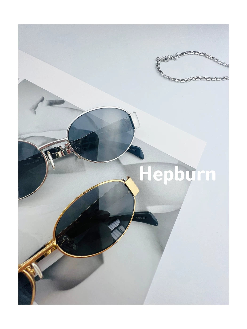 Fransız hepban triumph retro köhnə pul üslubunda oval metal günəş eynəyi qadın eynəkləri miyopi ilə niş modeli