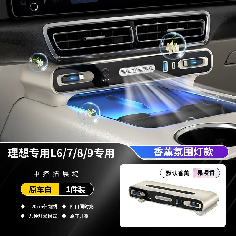 The all-new Li Auto L6, L7, L8 and L9 models feature a central control docking station, on-board charger, fast-charging retractable cable, ambient lighting and premium aromatherapy.