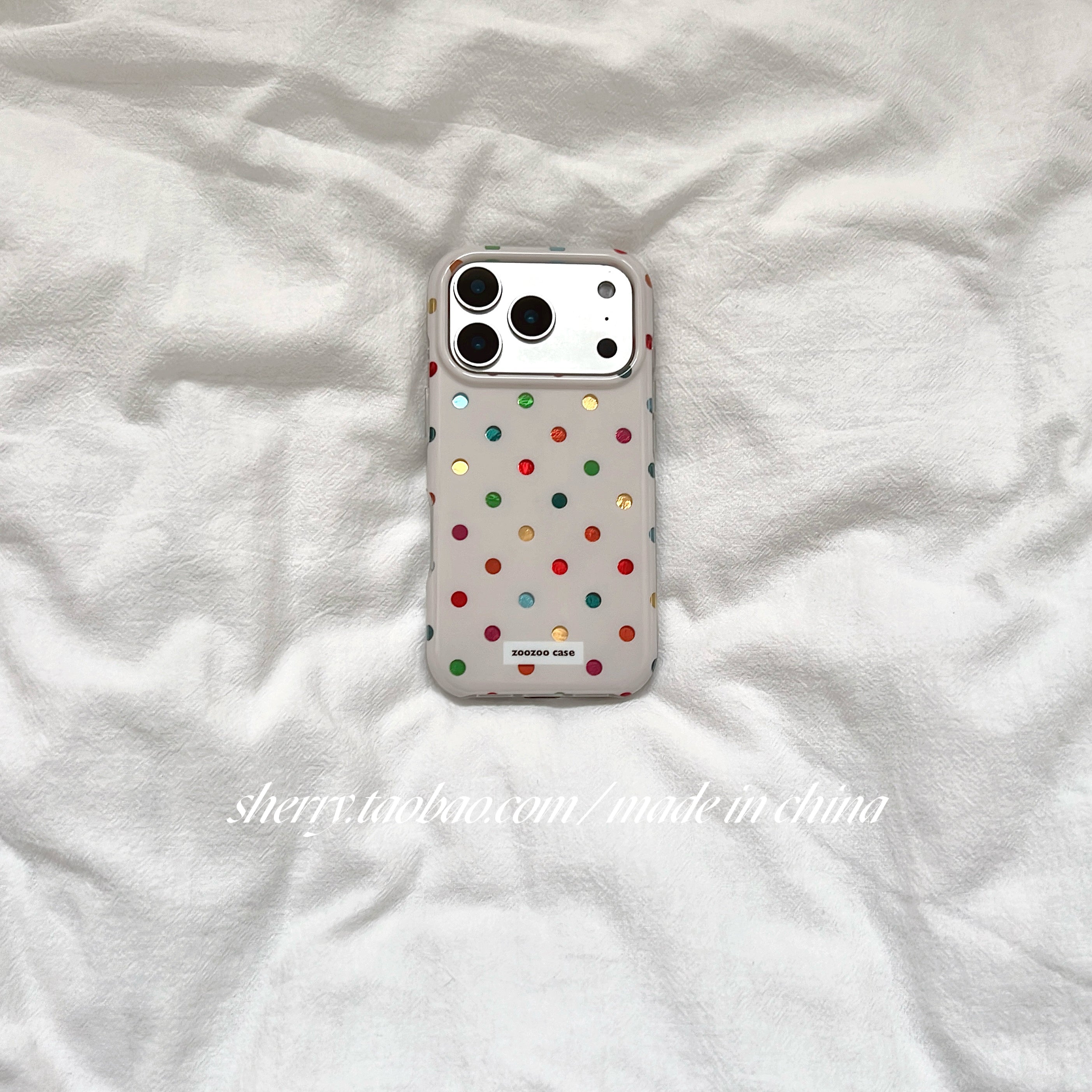 SHERRY*ins üslubunda rəngarəng zərli polka nöqtə elementləri Apple 17ProMax cib telefonu qutusu iPhone16Pro niş qız ürəyi 15 sadə 14 kiçik təzə cizgi filmi sevimli inkişaf etmiş üçün uyğundur