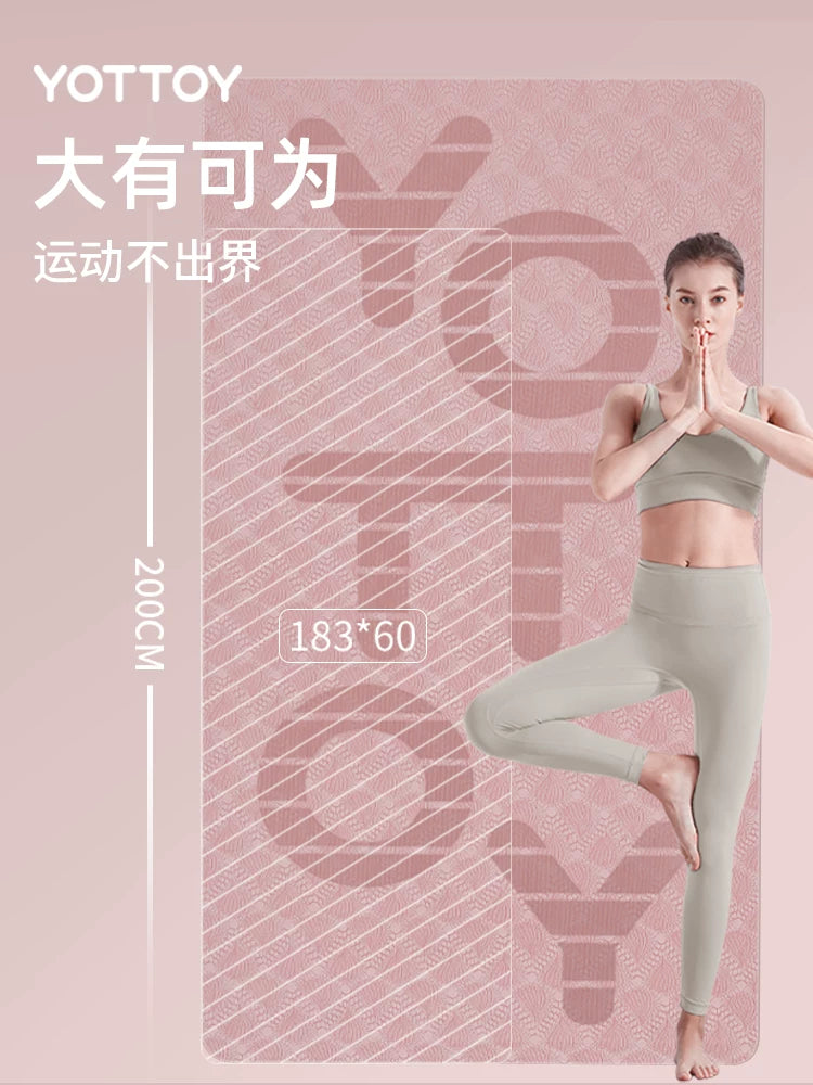 Qızlar üçün evdə istifadə üçün genişləndirilmiş yoqa mat fitnes mat, sürüşməyən, qalınlaşdırılmış və genişlənmiş aerobik, səs keçirməyən, zərbəyə davamlı və səssiz döşəmə döşəyi
