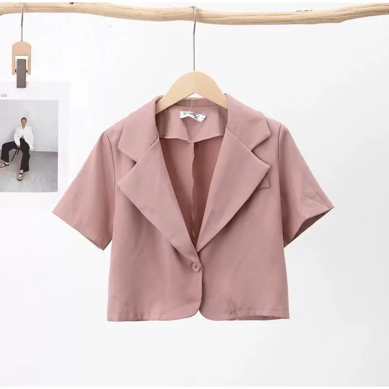 Ofis Qadın Geyimləri 2024 Qısa Qollu Blazerlər İncə Qollu