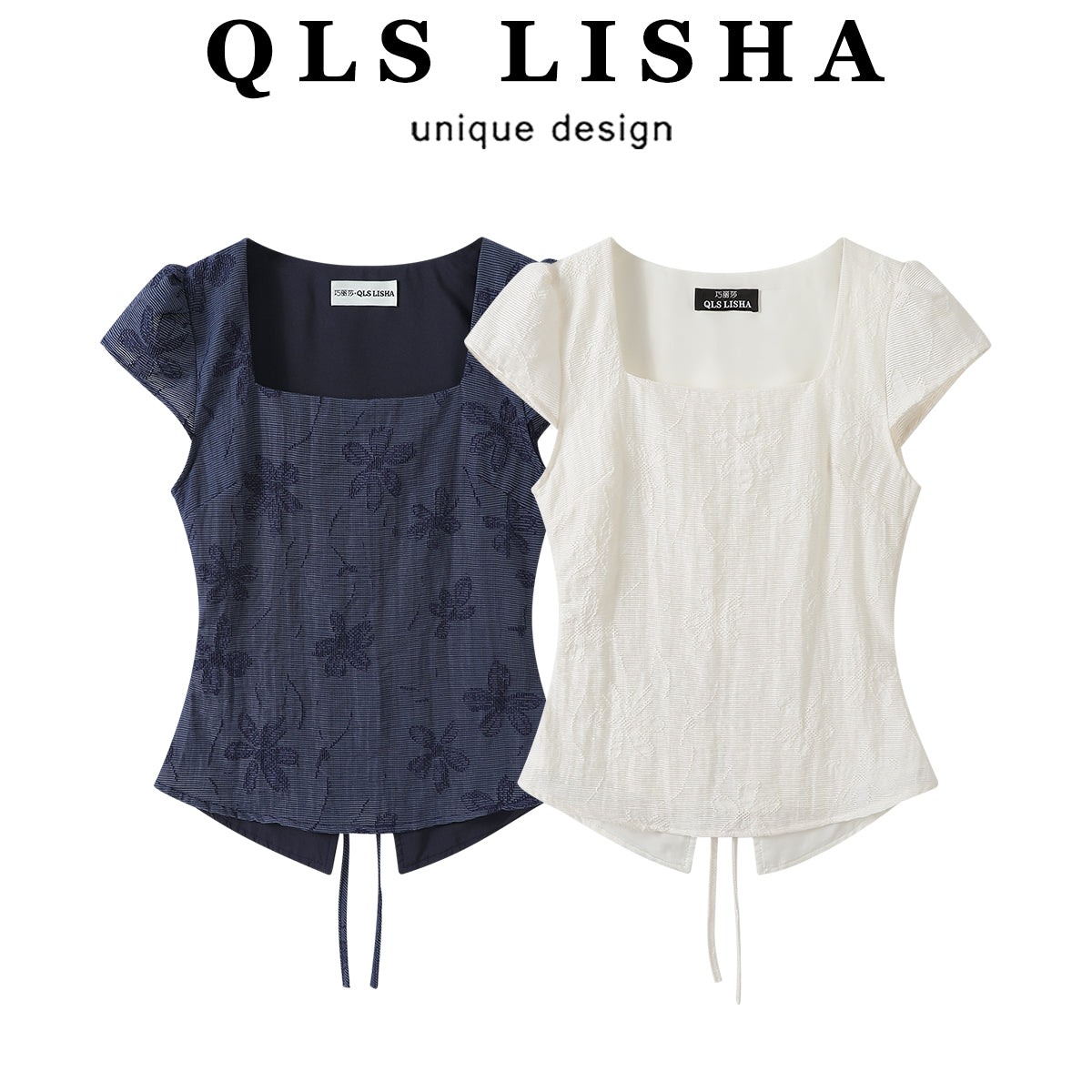 Cholisa arxasız dizaynlı köynək, gənc qadınlar üçün unikal və şık yay köynəyi, kvadrat yaxalı, fransız şık üslubunda.