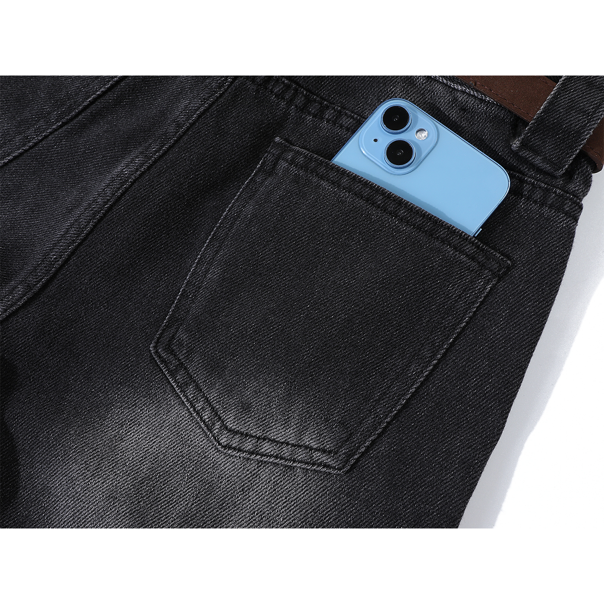 Chorissa Qara və Boz Rəngli Geniş Ayaqlı Cins Şalvar, Qadınlar üçün Payız Amerika Retro Yüksək Belli Boş Axınlı Düz Ayaqlı Şalvar