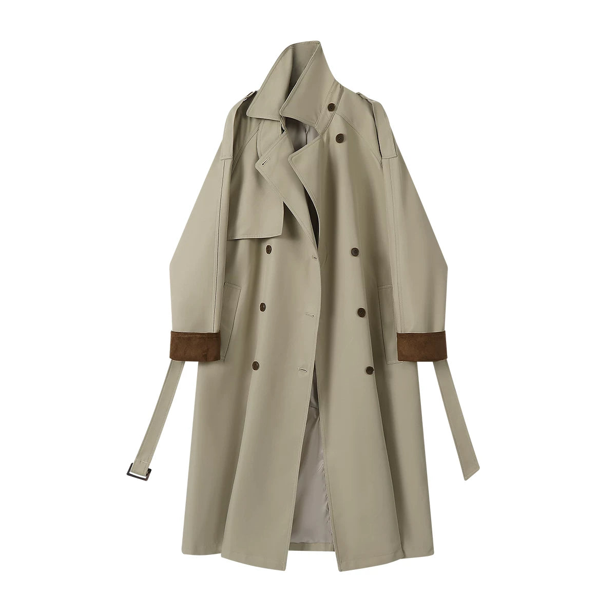 Cholisa Khaki Gündəlik Trench Palto, Uzun və Hündür Stil, Qadın Payız Üst Geyimləri, Yüksək Seçimli və Dəbli Top