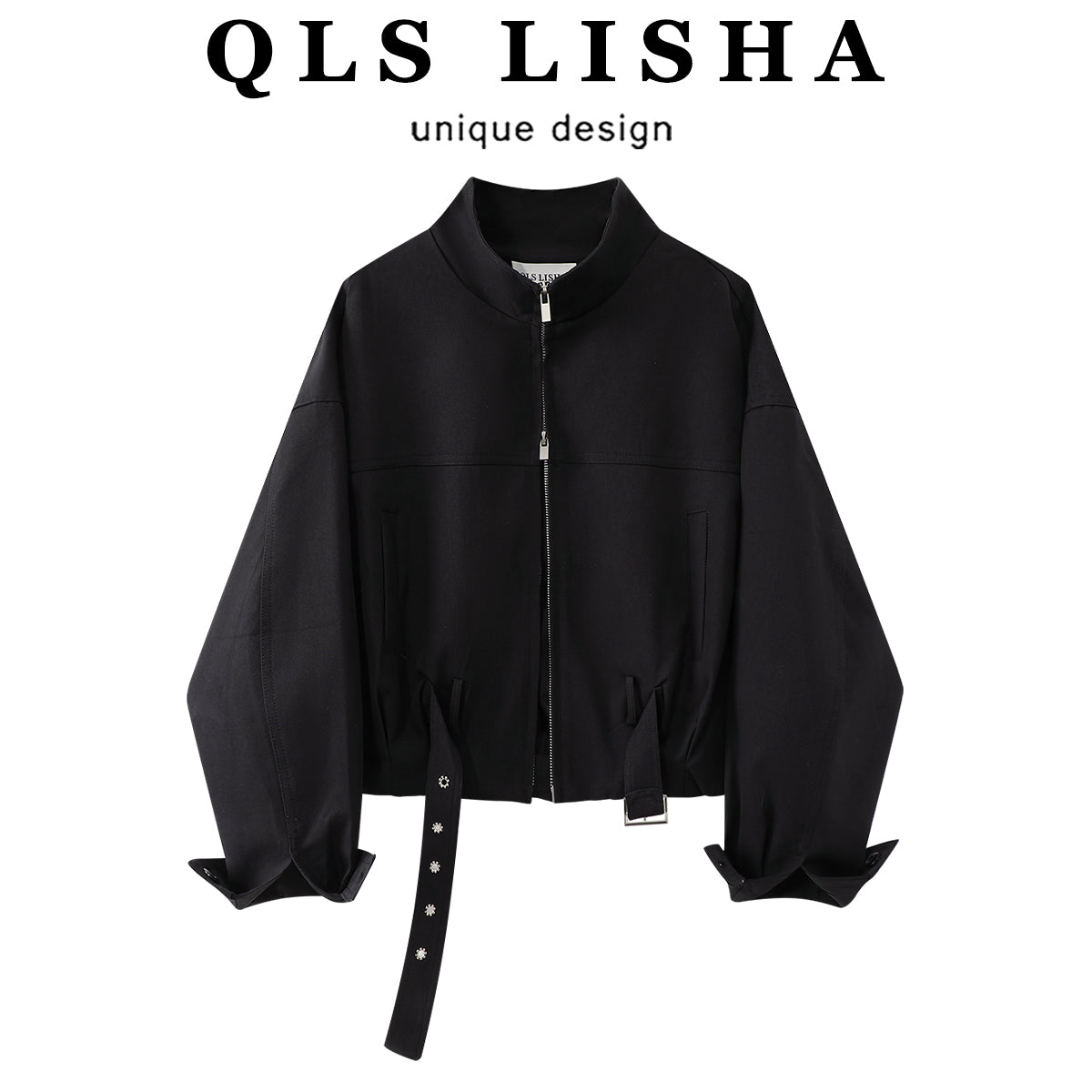 Cholisa 2025 Payız Yeni Amerika Motosiklet Gödəkçəsi Qadın Geyimləri Boş Qısa İş Geyimi Stilində Qara Palto