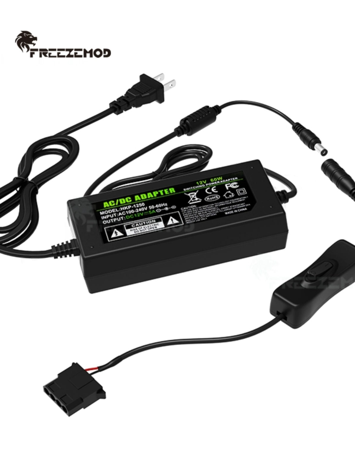 Kompüter su ilə soyudulan xarici enerji təchizatı 220V-dan 12V-dək yüksək gücə malik 5A 3/4pin konnektor açarı su nasosunun su çənini dəstəkləyir