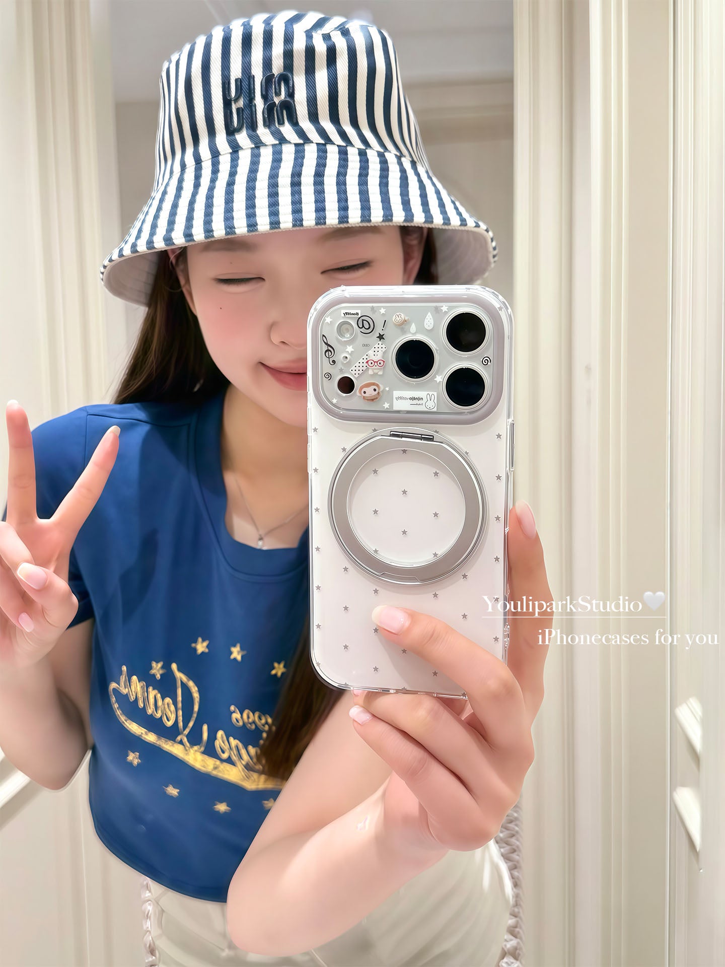 Yuri Park ins sevimli ulduz notu dovşan fırlanan maqnit stend 17 17pro Apple 17ProMax mobil telefon qutusu iPhone16 hər şey daxil 14 yeni 16Promax qoruyucu qutu