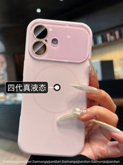 Apple 17 mobil telefon qutusu üçün uyğun yüksək keyfiyyətli əsl maye silikon maqnit emiş yeni iphone16 kamera düyməsi tam paket 17promax nəhəng gözəl görünüşlü 15pro yüksək görünüş 14p super gözəl 13 qadın pm