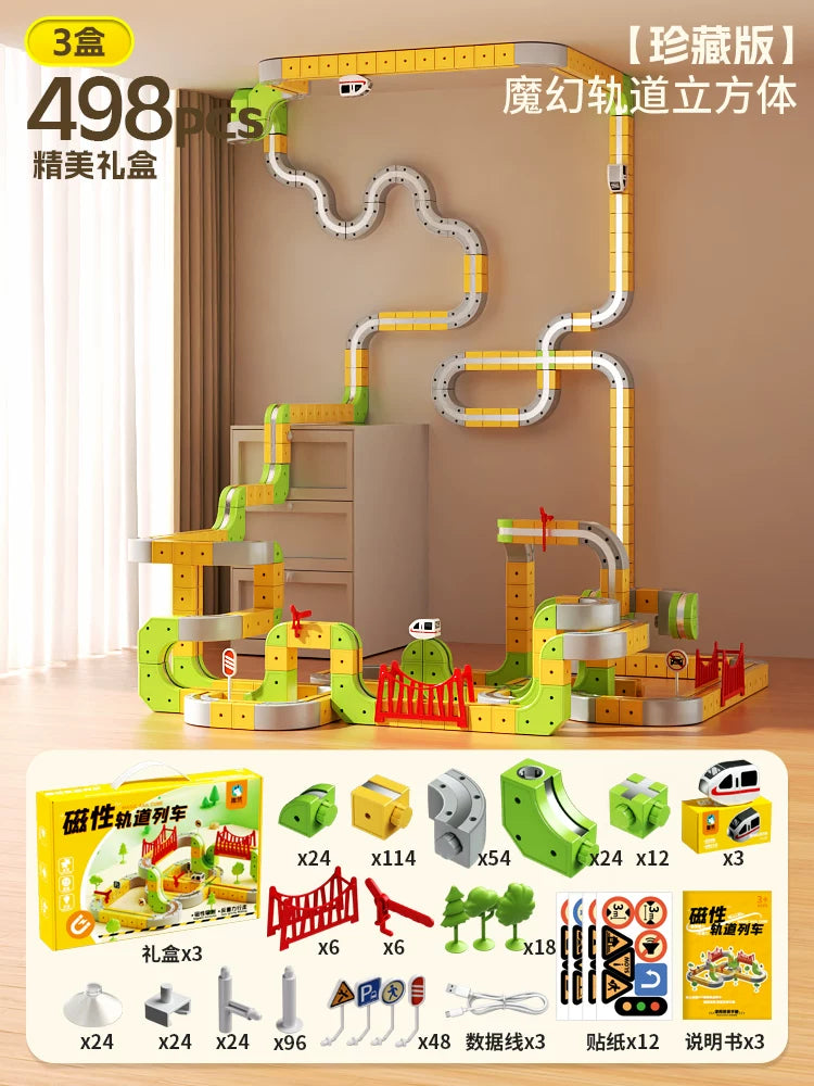 Əyləncəli və Sehrli Maqnit İzli Uşaq Təhsil Yüksək Sürətli Qatar Oyuncağı Oğlanlar və Qızlar üçün DIY Tikinti Blokları Hədiyyə 3