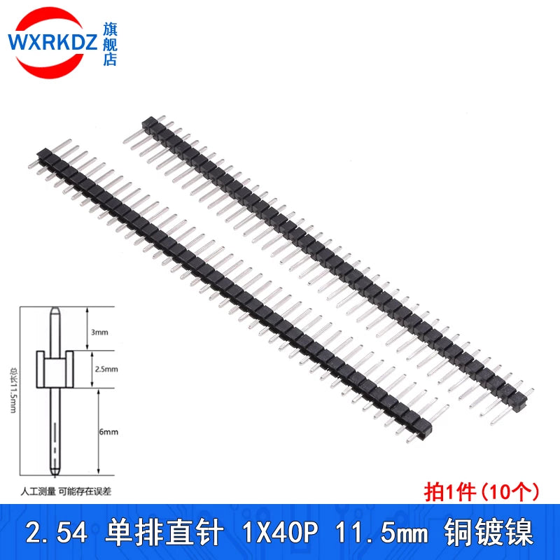 Bir sıra düz sancaqlar 2,54 mm diametrli mis sancaq başlıq dişi sancaq yuvası 1*2p 3 4 5 6 8 20p 1x40P