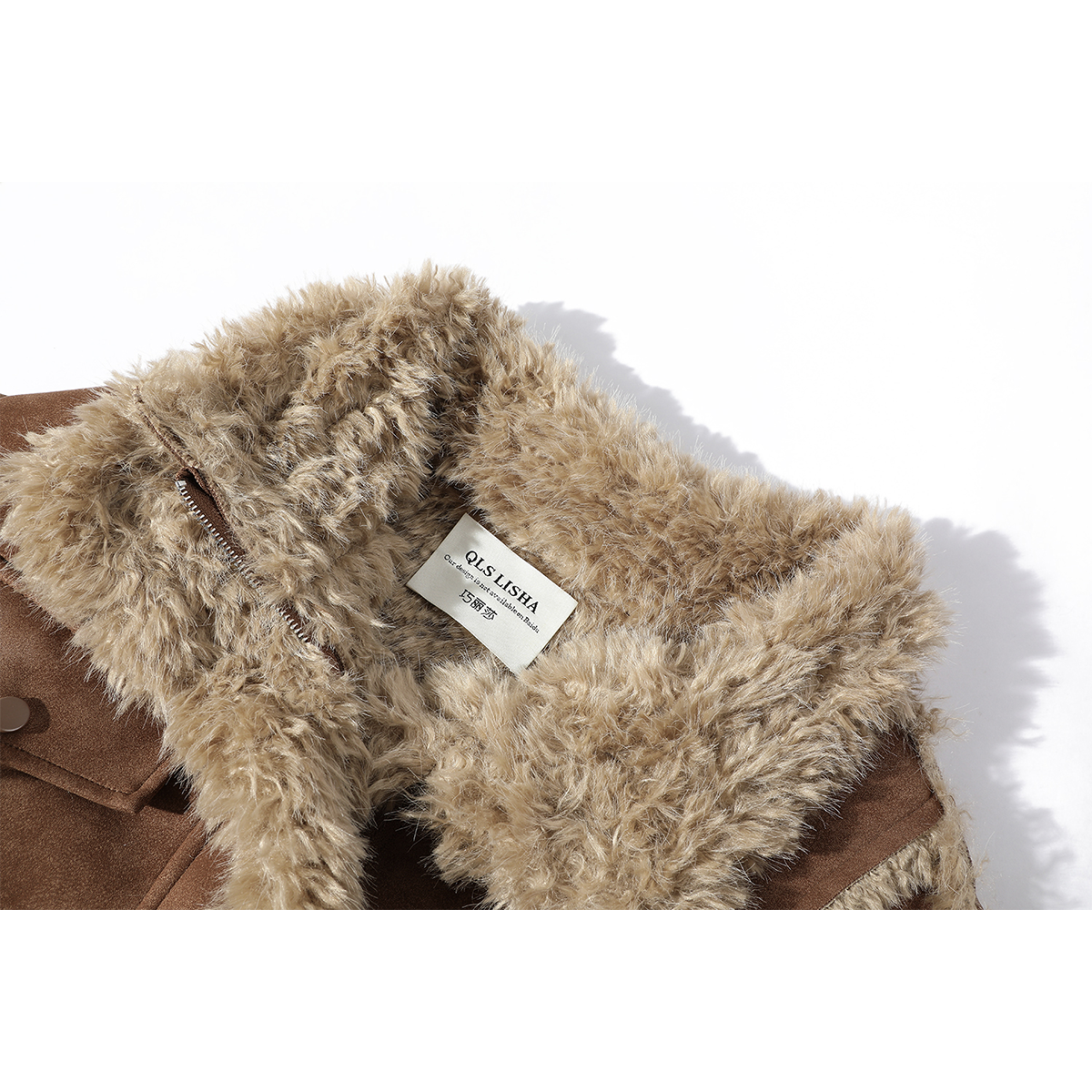 Cholisa Qısa Zamşa Quzu Yunlu Palto Qadın Payız və Qış Dəbli və Qəşəng Top