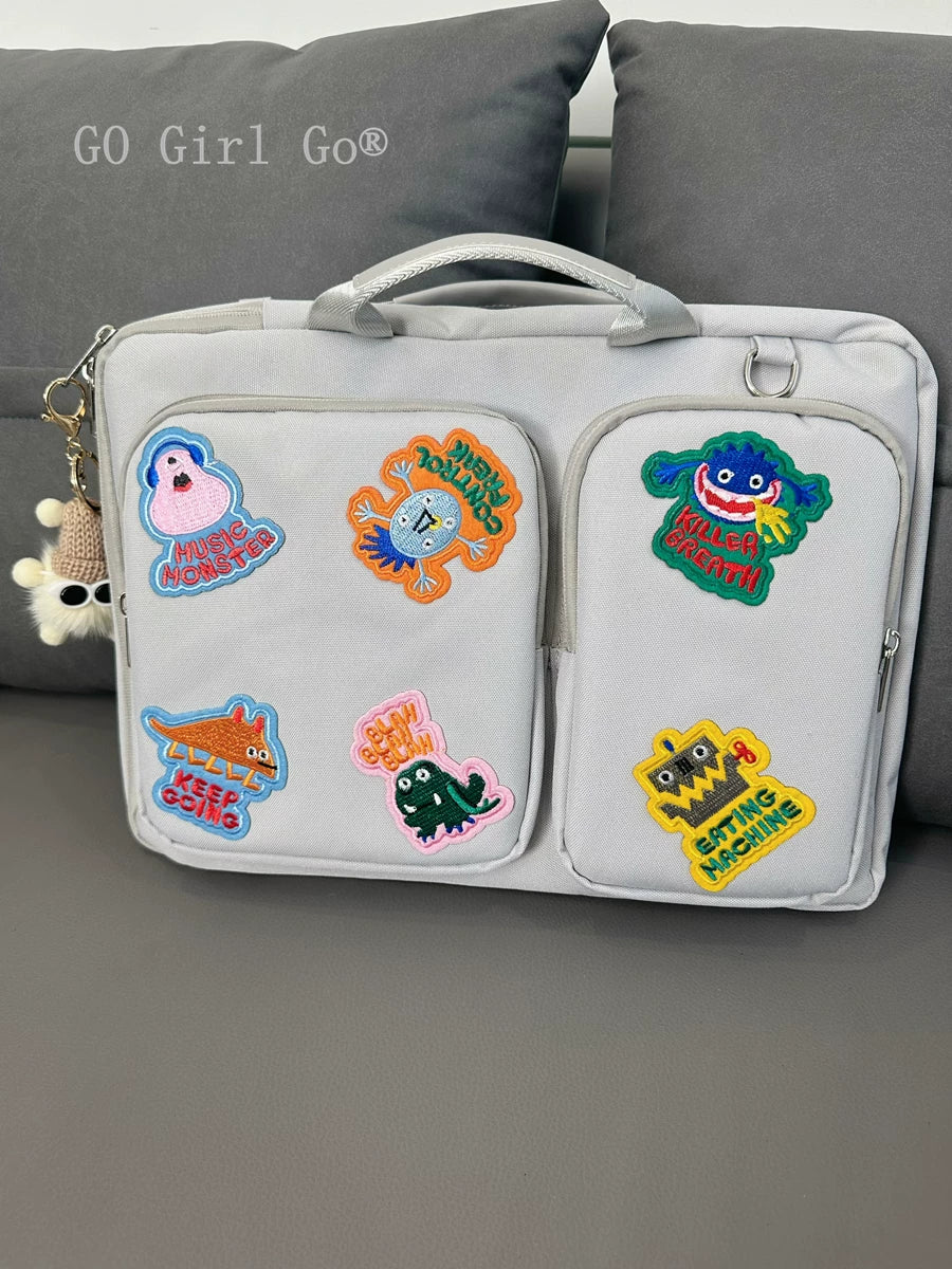 Go Girl Go® orijinal cizgi filmi canavar patch kompüter çantası Huawei Apple Lenovo Asus Dell noutbuk çantası üçün uyğundur