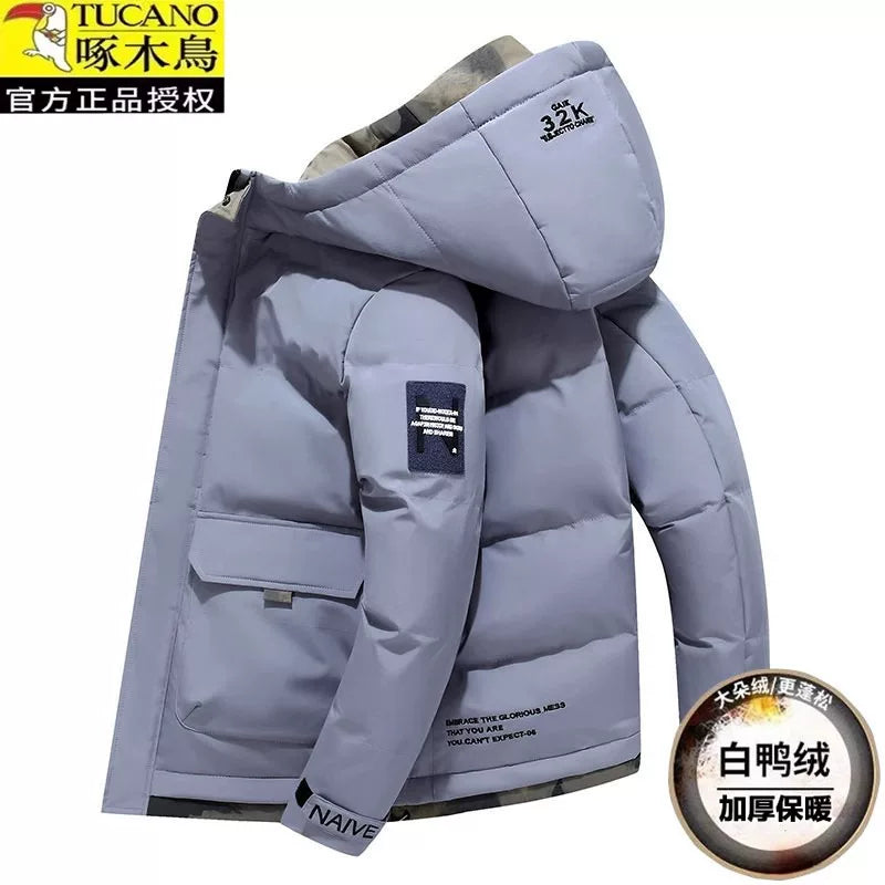 Woodpecker Kişilər üçün Aşağı Gödəkçə, Qış Şort Modeli, 2025 Yeni Gündəlik Pambıq Yastıqlı Gödəkçə, Başlıqlı, Çoxfunksiyalı, Qalın Pambıq Yastıqlı Palto, Dəbli