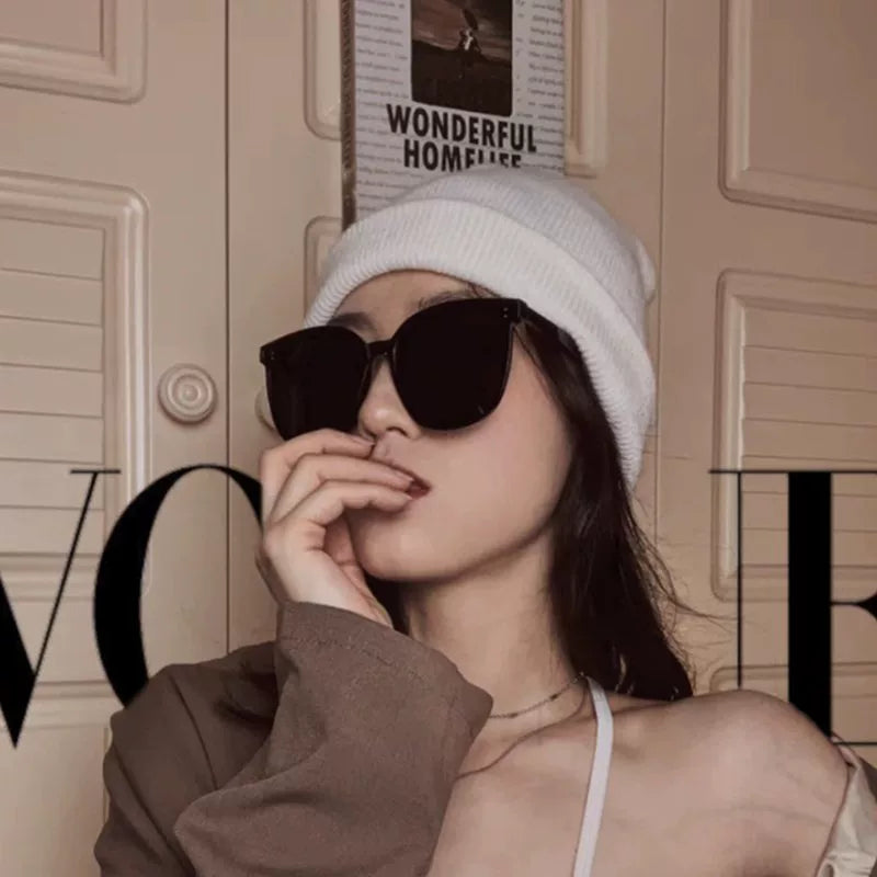 Kişilər üçün sürmək üçün moda və sərin günəş eynəkləri, iri üz, arıqlama, anti-UV qütblü günəş kremi, qızlar üçün parlamaya qarşı günəş eynəyi, yaraşıqlı