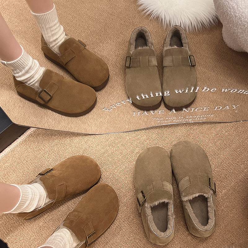 Ən çox satılan Birkenstock qadın ayaqqabıları, 2025 payız/qış yeni model, flis astarlı, isti, sürüşən, mokasinlər.