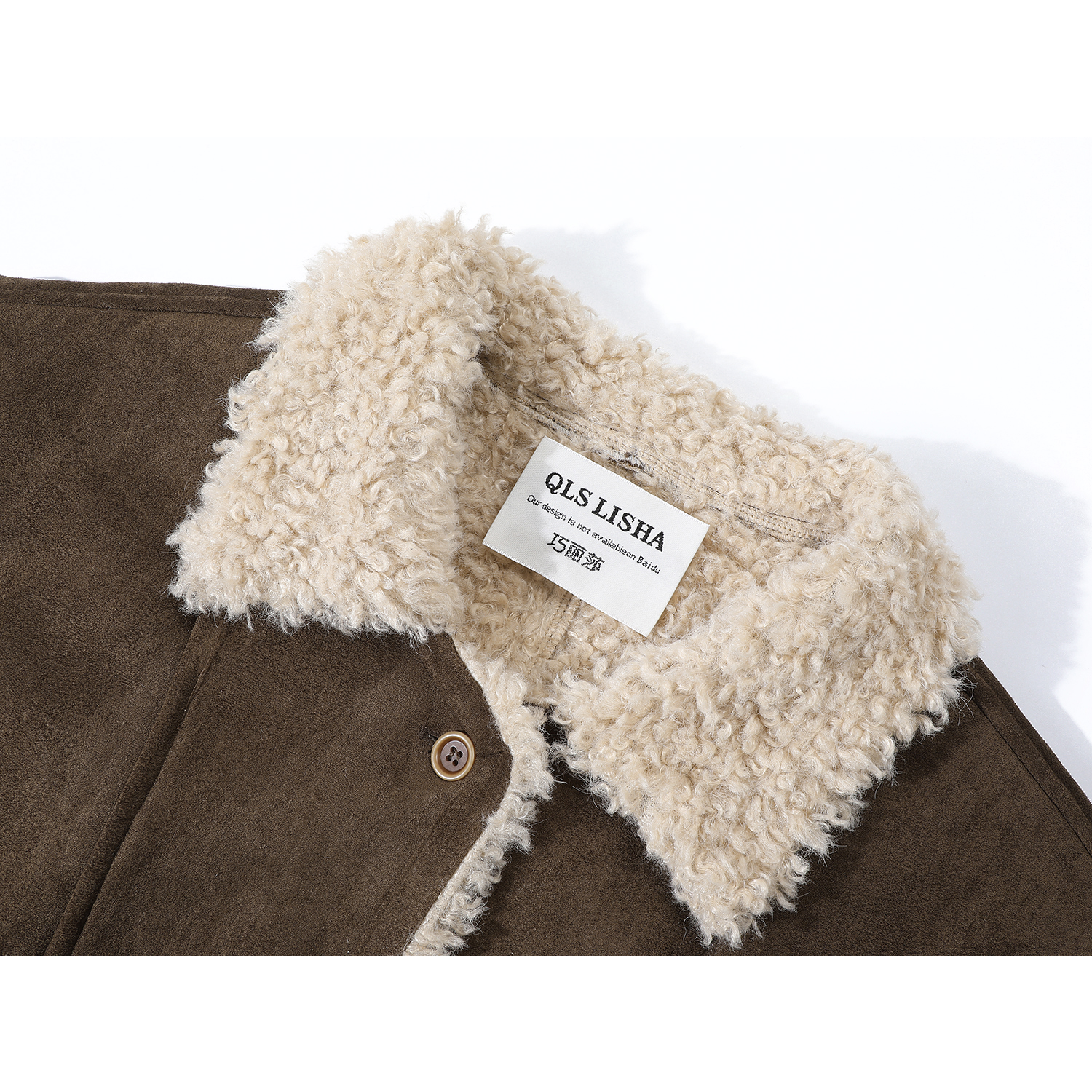 Cholisa'nın quzu yunundan və zamşadan hazırlanmış, 2025-ci il üçün yeni model, çox şirin qadın qış paltosu, zamşa motosiklet gödəkçəsi.