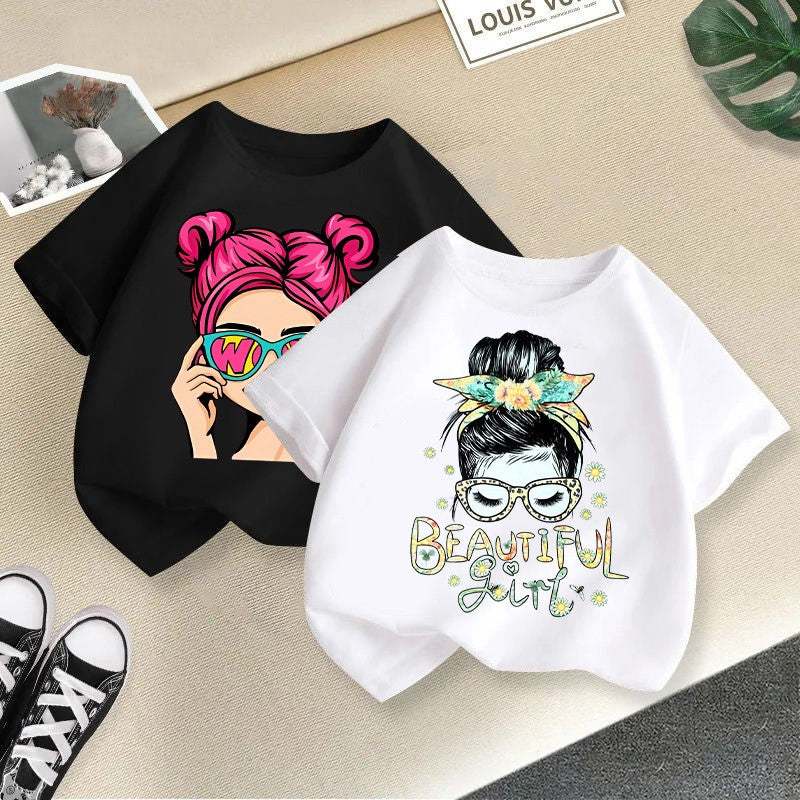 tshirt T Shirt dəbli körpə uşaq geyimləri qız qızlar üçün köynək