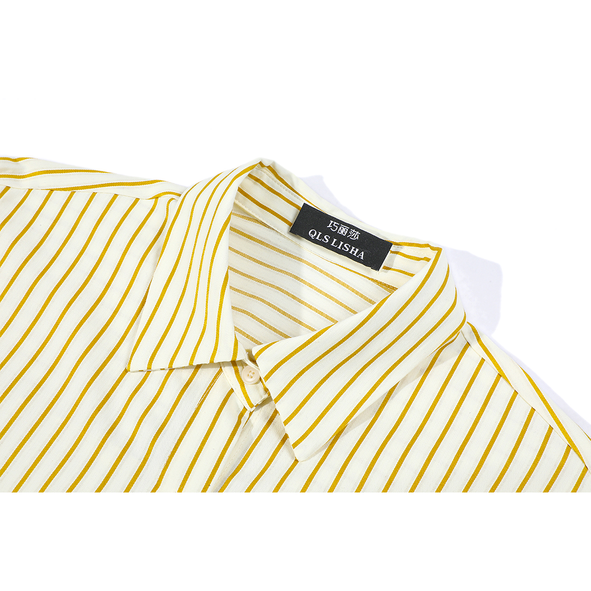 Chorissa Fransız üslubunda gənc və şık uzunqol zolaqlı köynək, yeni yaz və payız üslubunda, çox yönlü və zərif boş top