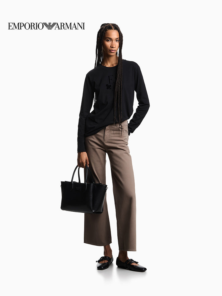 EMPORIO ARMANI/Armani Autumn/Winter New Women's Pure Cotton Collared Pink Patterned Lightweight Shirt (Formal)