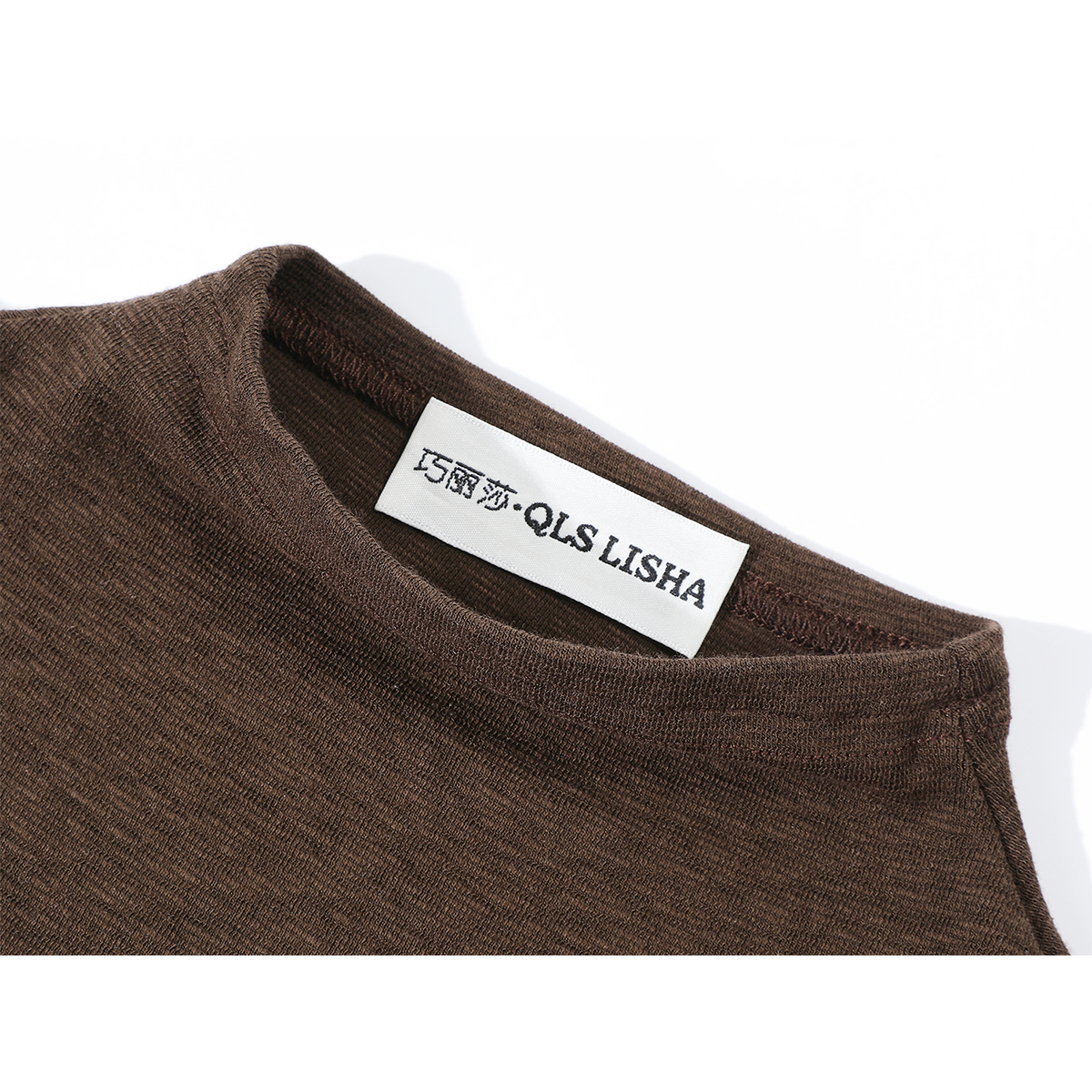 Chola Lisa Brown Merlad Seksual Qısa Top Yay Hərfli Nakış Yüksək Yaxalı İncə Uyğun Qısa Qollu Köynək Qadın Payız