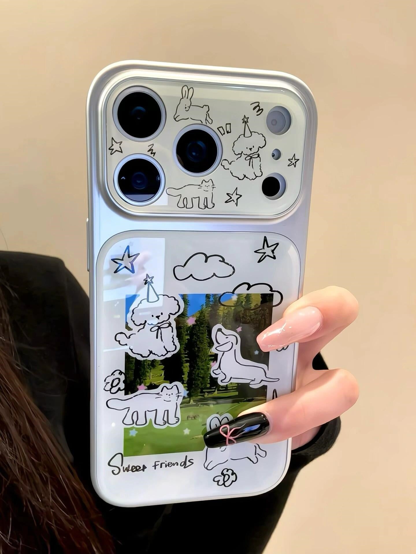 Yüksək görünüşlü sevimli ev heyvanları pişikləri və balaları West Highland iPhone17pro üçün uyğundur Apple 17promax mobil telefon qutusu yeni 17 illüstrasiya 15 hər şey daxil 14 qadın 16 sevimli PRO payız əleyhinə pm dəsti