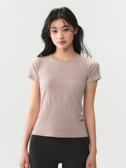 Yuanqi Qız Yoqa Geyimi Qadın Tez Quruyan İdman Üstü Dar Arıqlama Qısaqol T-shirt Pilates Təlim Fitnes Geyimi