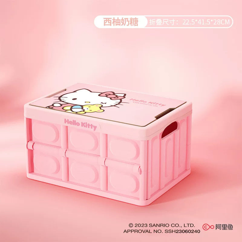 Hello Kitty co-branded car luggage organizer, car storage box, cartoon female car folding storage box