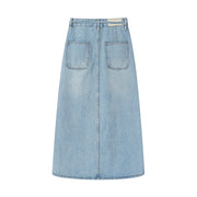 Cholisa-nın super şirin və özünəməxsus denim midi ətəyi, qadınlar üçün yeni yay stili, yüksək belli, arıqladan və zərifdir.