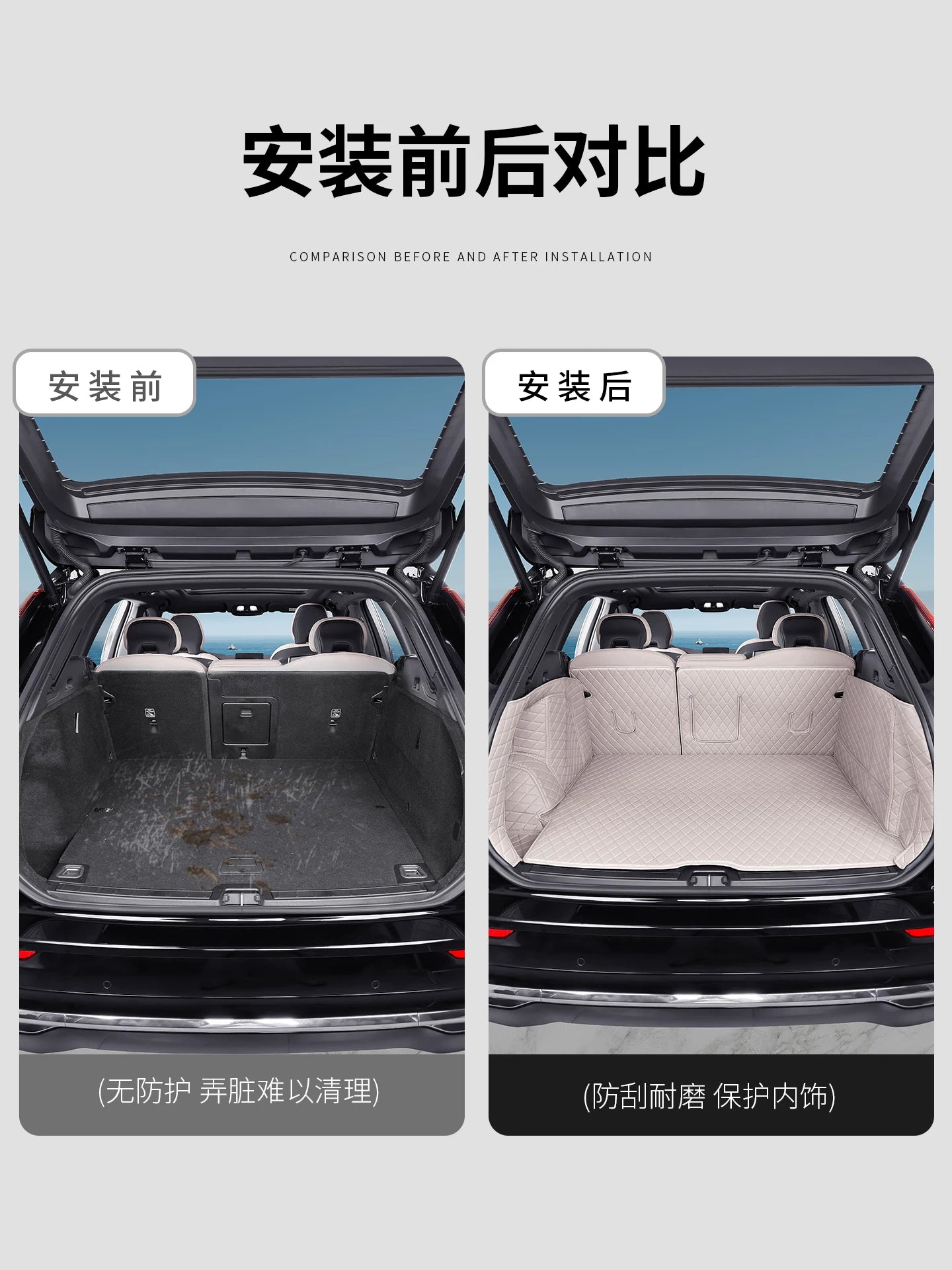 Suitable for 2018-2026 Volvo XC60 full cover trunk floor mat, original color, protective car accessory.