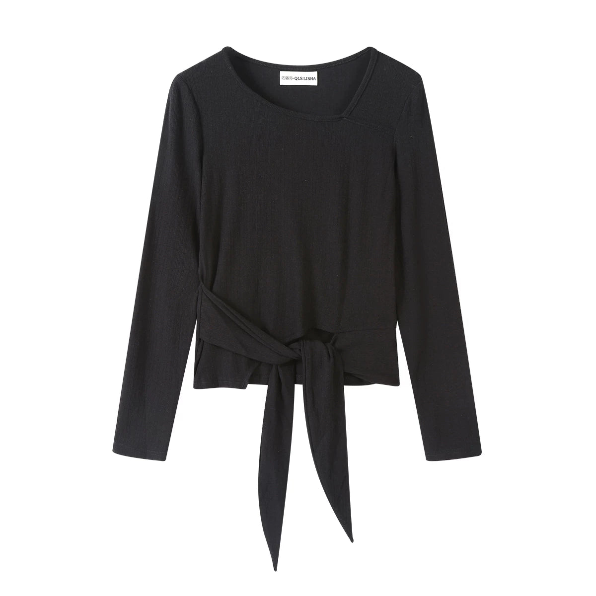 Chola Lisa unikal qalstuklu bel dizaynlı əsas təbəqə qadın payız rəngli çox yönlü temperamentli tənbəl uzunqollu köynək