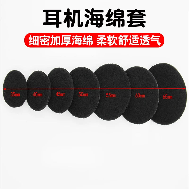 Universal dəyirmi qulaqlıq qapağı 35 40 45 50 55 60 65MM başlıq qatılaşdırılmış süngər qapaq əvəzedici qulaqlıqlar qulaq asma/başa quraşdırılmış/qulaqdaxili qulaqlıqlar pambıq qulaqlıqlar qulaqlıqlar