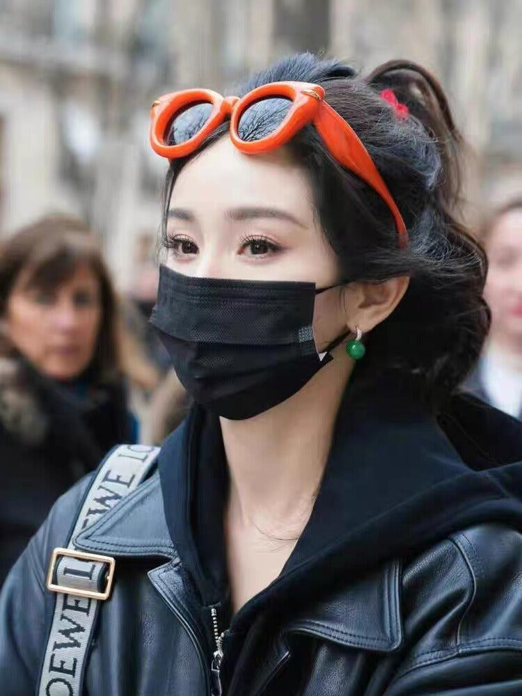 Günəş eynəkləri Yang Mi-nin eyni üslublu Paris Moda Həftəsi qırmızı dəyirmi günəş eynəyi sevimli günəş kölgəsi anti-UV çərçivələri trendi