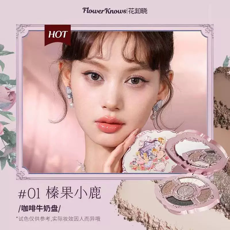 Flower Knows Göz Kölgəsi Palitrası: Swan Ballet Earth Tones Çoxfunksiyalı Vurğulayıcı Çəhrayı və Ağ Swan Melon Palitrasında Dumanlı Göz Kölgəsi