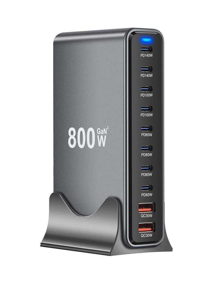 Huawei, Apple 16, Xiaomi telefonları və noutbukları, Böyük Britaniya, AB, Avstraliya və ABŞ standart rozetkaları ilə uyğun gələn yeni GaN 800W sürətli şarjlı çoxportlu USB yüksək güclü PD 140W masaüstü şarj doku.