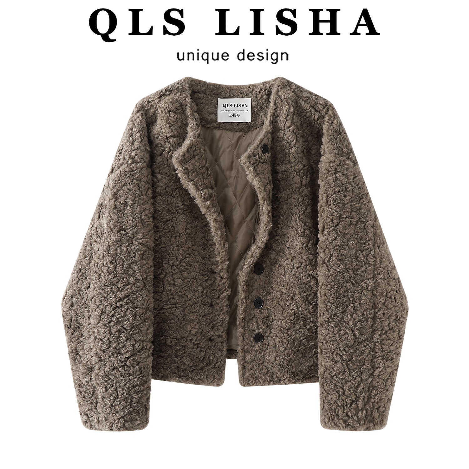 Cholisa Payız/Qış Yeni Stil Yun Astarlı Qalın Quzu Yunlu Top, Koreya Stilində Qadınlar üçün Təsadüfi Peluş Pambıq Palto