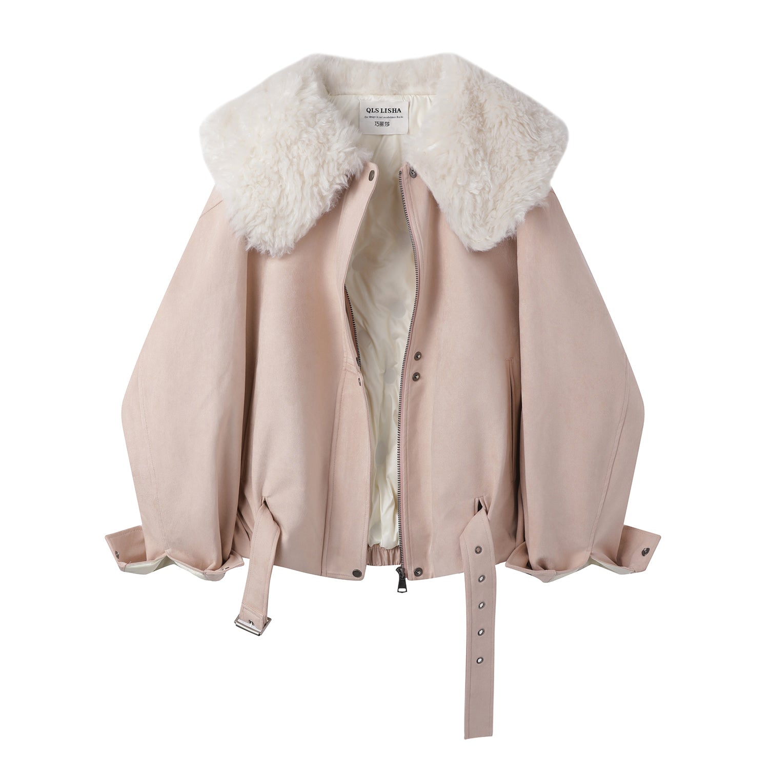 Cholisa Qadınlar üçün Ağ Ördək Aşağı Gödəkçə, 2025 Yeni Qış Modeli, Çəhrayı Zamşa, Super Şirin Üst Geyim