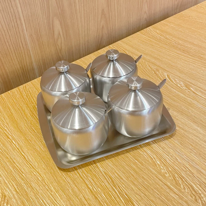 Koreya barbekü restoranı iaşə xüsusi ədviyyat qabı 304 paslanmayan polad kommersiya çili yağı duzu ədviyyat qutusu