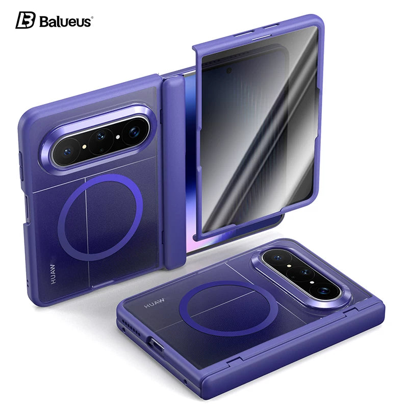 Balueus Huawei puraxmax mobil telefon qutusu üçün uyğundur Pura x max kolleksiya versiyası geniş qatlanan ekran şaxtalı qoruyucu örtük mərkəzi ox qoruyucu linza hər şey daxil olan təmiz qabıq filmi inteqrasiya olunmuş maqnit qabıq