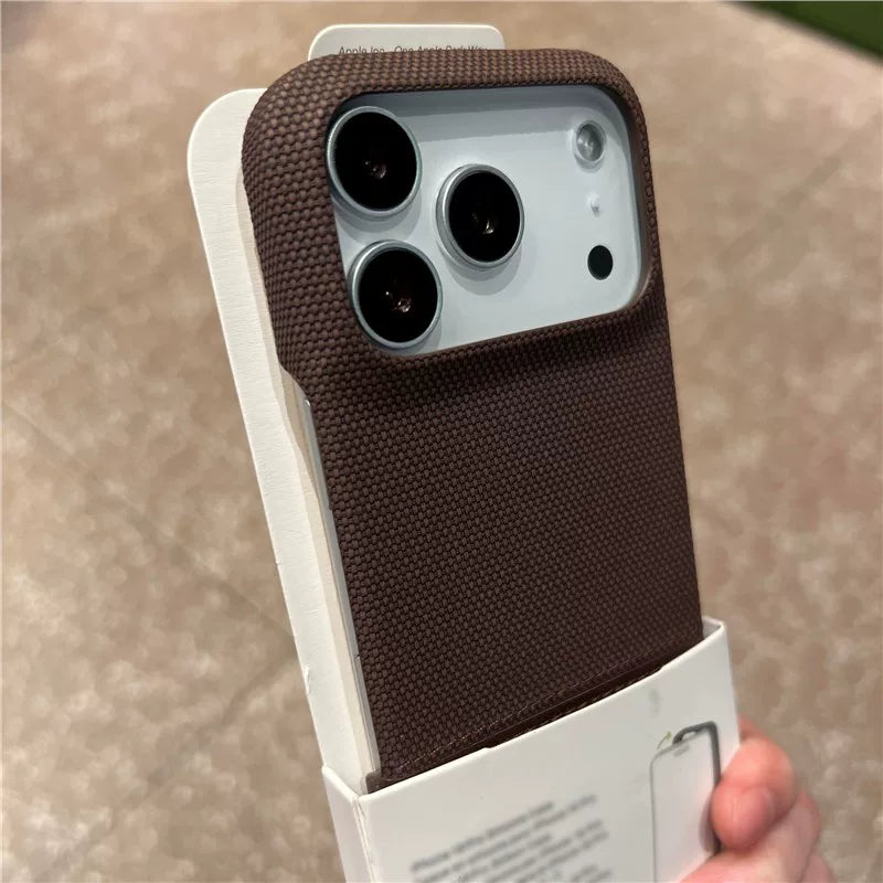 ins narıncı düz dəri tikişi toxunmuş naxışlı maqnit doldurulması iPhone Air Apple 17 promax mobil telefon qutusu 16 barmaq izi əleyhinə 15/14 yarım paket 13/12 dənəli buzlu sərt qabıq düşməyə qarşı