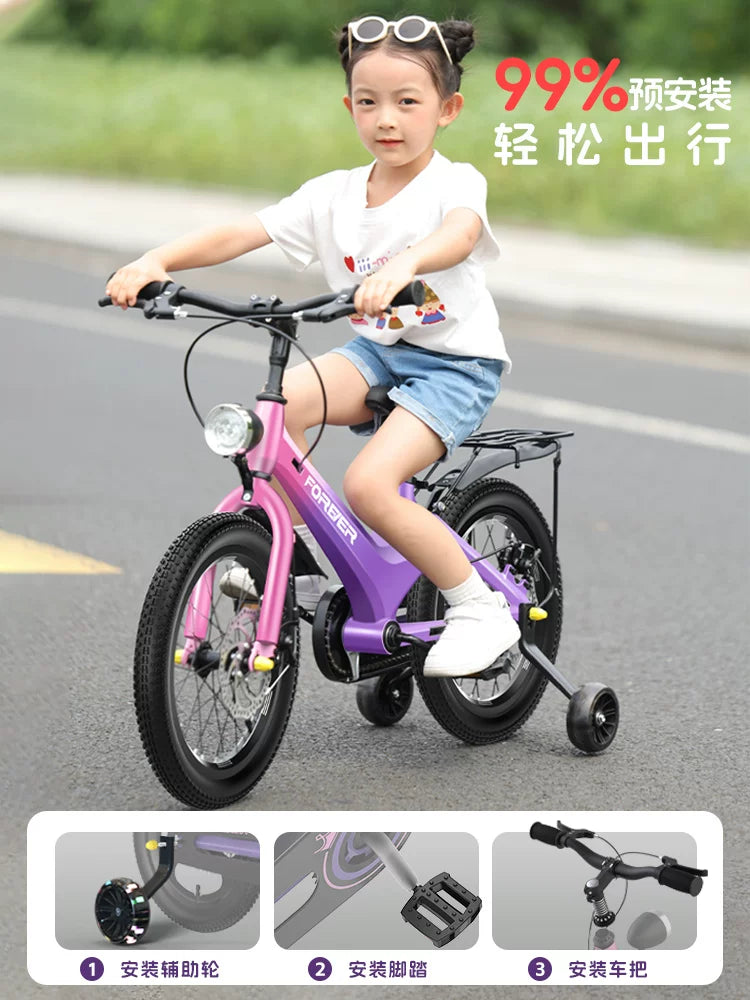 Daimi uşaq velosipedi maqnezium ərintisi 3 yaşdan 6-12 yaşa qədər qız körpəsi oğlan köməkçi təkəri 16 düymlük pedallı velosiped