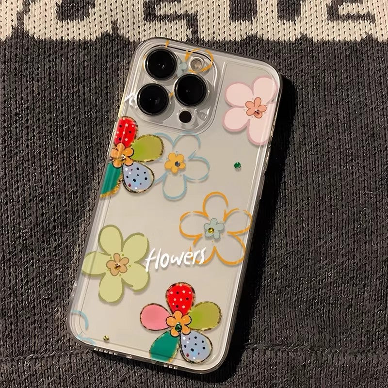 Dopamin çiçəyi Apple 17promax mobil telefon qutusu üçün uyğundur opporeno16 Xiaomi Redmi k90vivos60 Huawei iPhone17 qoruyucu qutu 14/13/12/11 şəffaf bir plus iqoo
