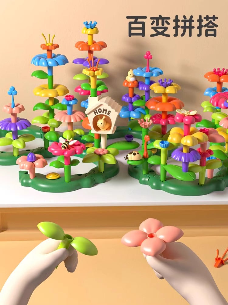 Qızlar üçün DIY Bağ Tikinti Blokları Çiçək Dəsti 3 Zəka İnkişaf Etdirmək üçün Çiçək 4 Uşaq Təhsil Oyuncağı 5 Uşaq Çiçək Aranjimanı Oyuncağı