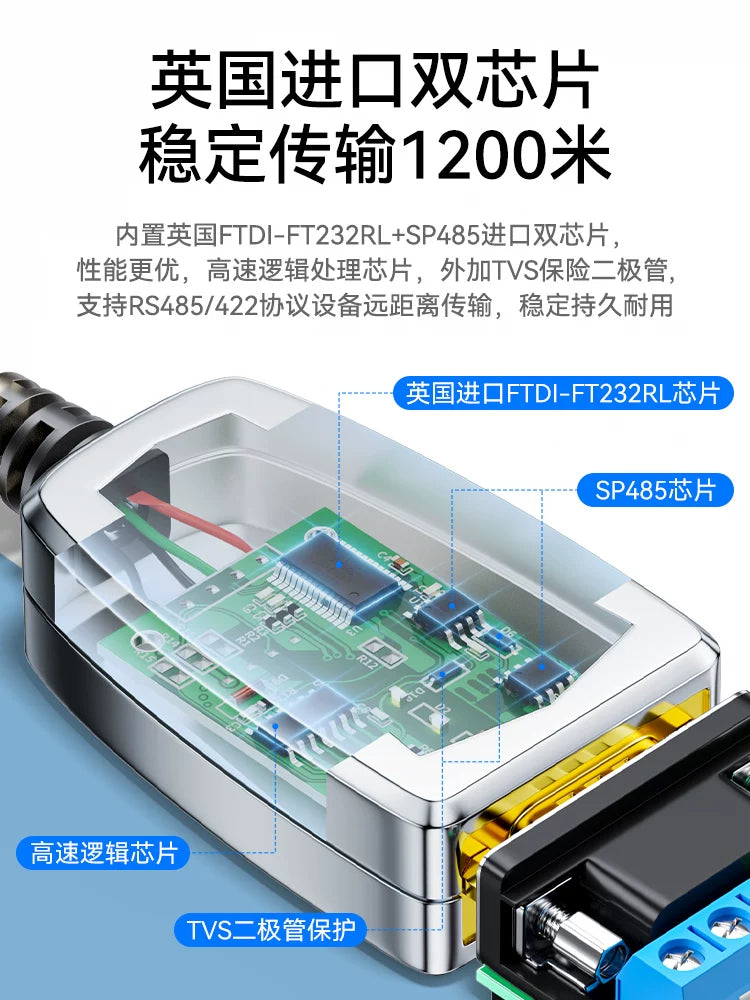 USB-dən rs485/422/232 seriyalı xətt com portuna 9-pin ötürücü sənaye dərəcəli plc rabitə modulundan typec485-ə üçü birdə usb-dən 485-ə simsiz adapter 5019