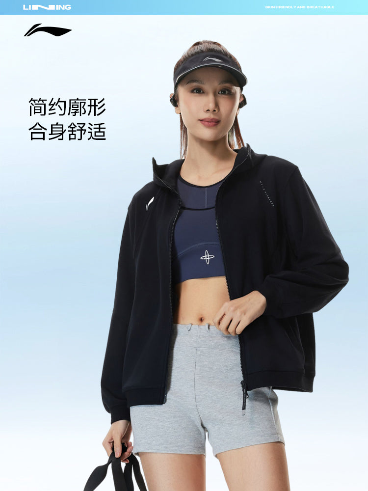 Li Ning gəzinti gödəkçəsi qadın yaz 2026 yeni fitness uzunqol buz üstü qadın fermuarlı sviter idman geyimi