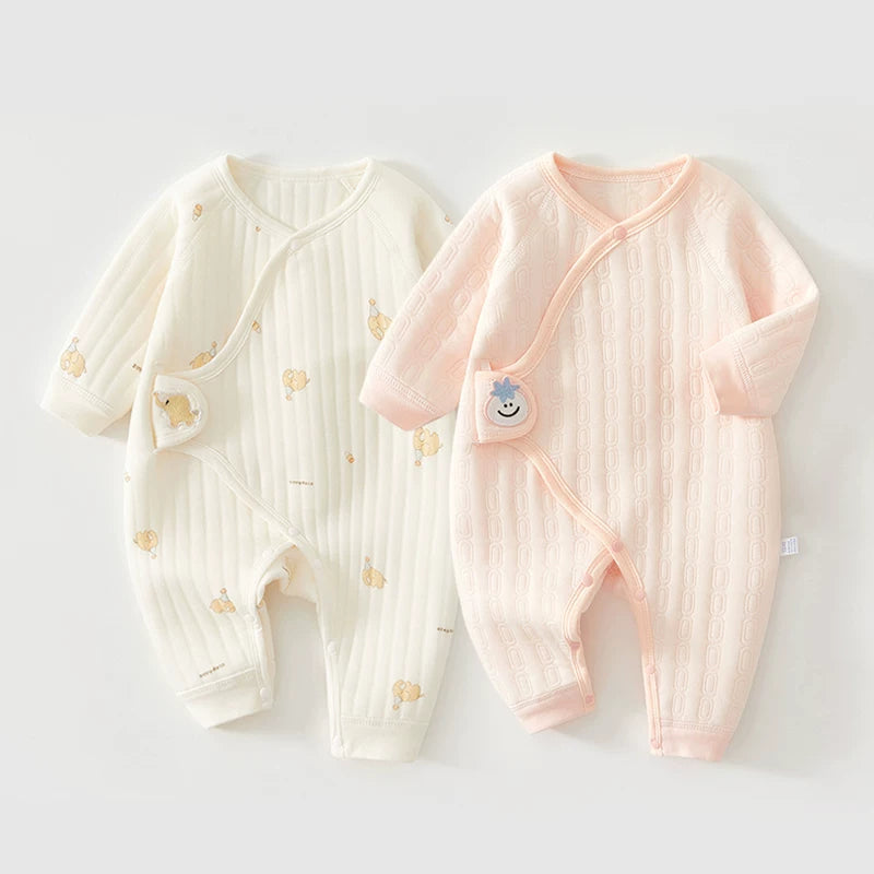 2 hissəli yeni doğulmuş körpə geyimləri dəsti, payız və qış bodiləri, təmiz pambıqdan isti və qalınlaşdırılmış körpə pijamaları, qış kombinezonları