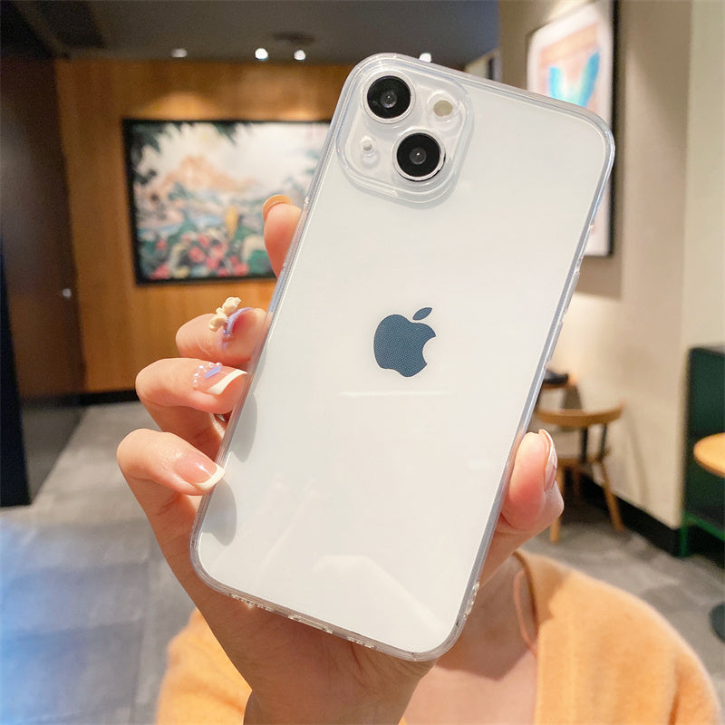 Sadə şəffaf düz kənar yumşaq qabıq iphone13promax apple 12/15 mobil telefon qutusu 14pro kişilər və qadınlar 16 hər şey daxil 11 silikon 17 düşməyə qarşı xr/7/8p Huawei Xiaomi qoruyucu qutu 6p