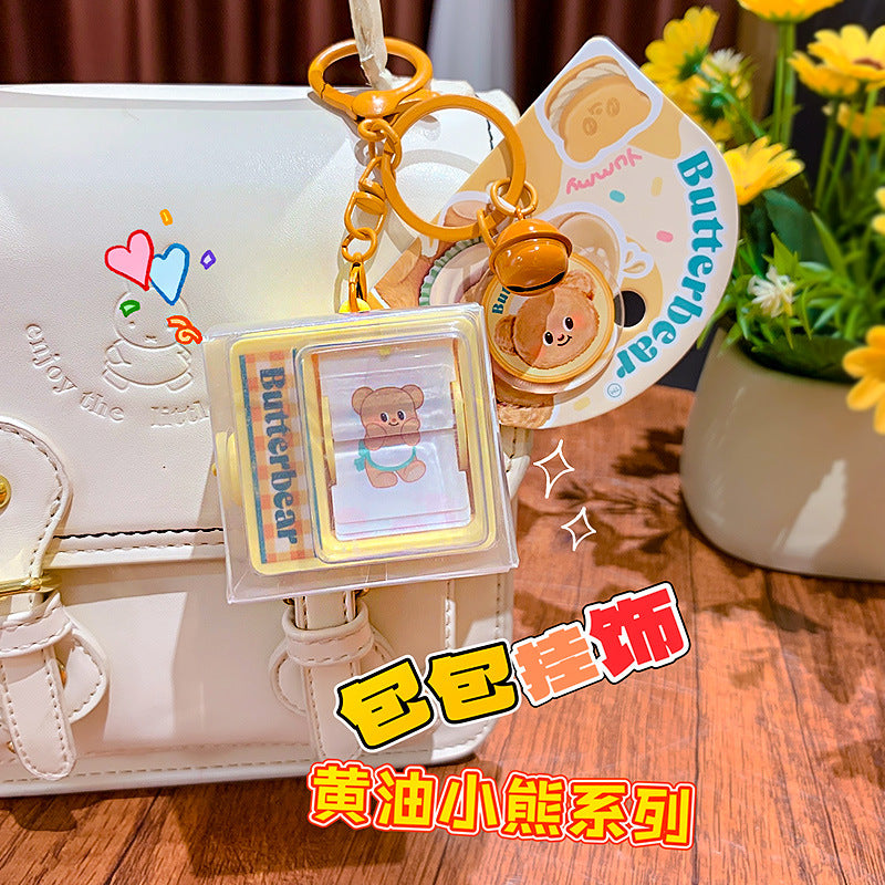 Original Butter Bear Flip Book Animator Cute Creative Car Keychain Backpack Pendant Stress Relief Toy