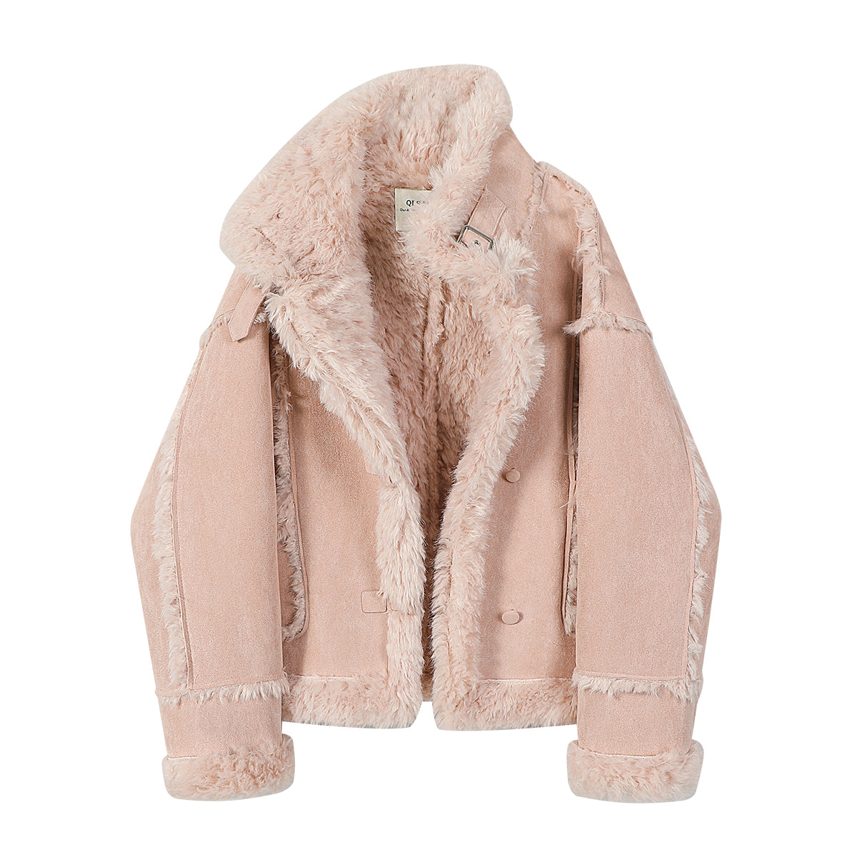 Cholisa-nın qışın əvvəlləri üçün hazırlanmış, yüksək səviyyəli bir görünüşə və qırxılmış yun bəzəklərə malik, sərin və şık qısa, qalın quzu yunundan hazırlanmış xəz palto.