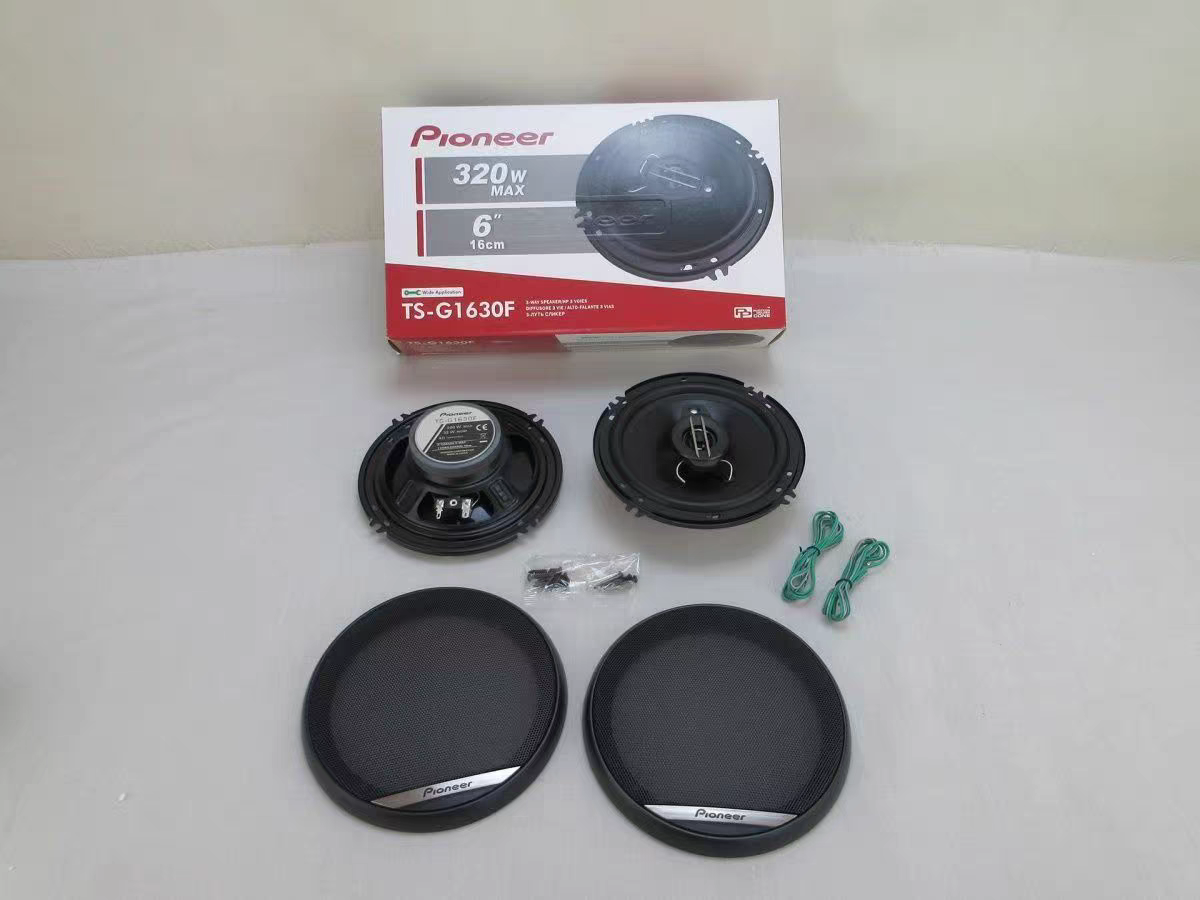 Pioneer TS-G1630F 6.5 inch coaxial car audio speaker, full range car speaker with high, mid and low frequencies.